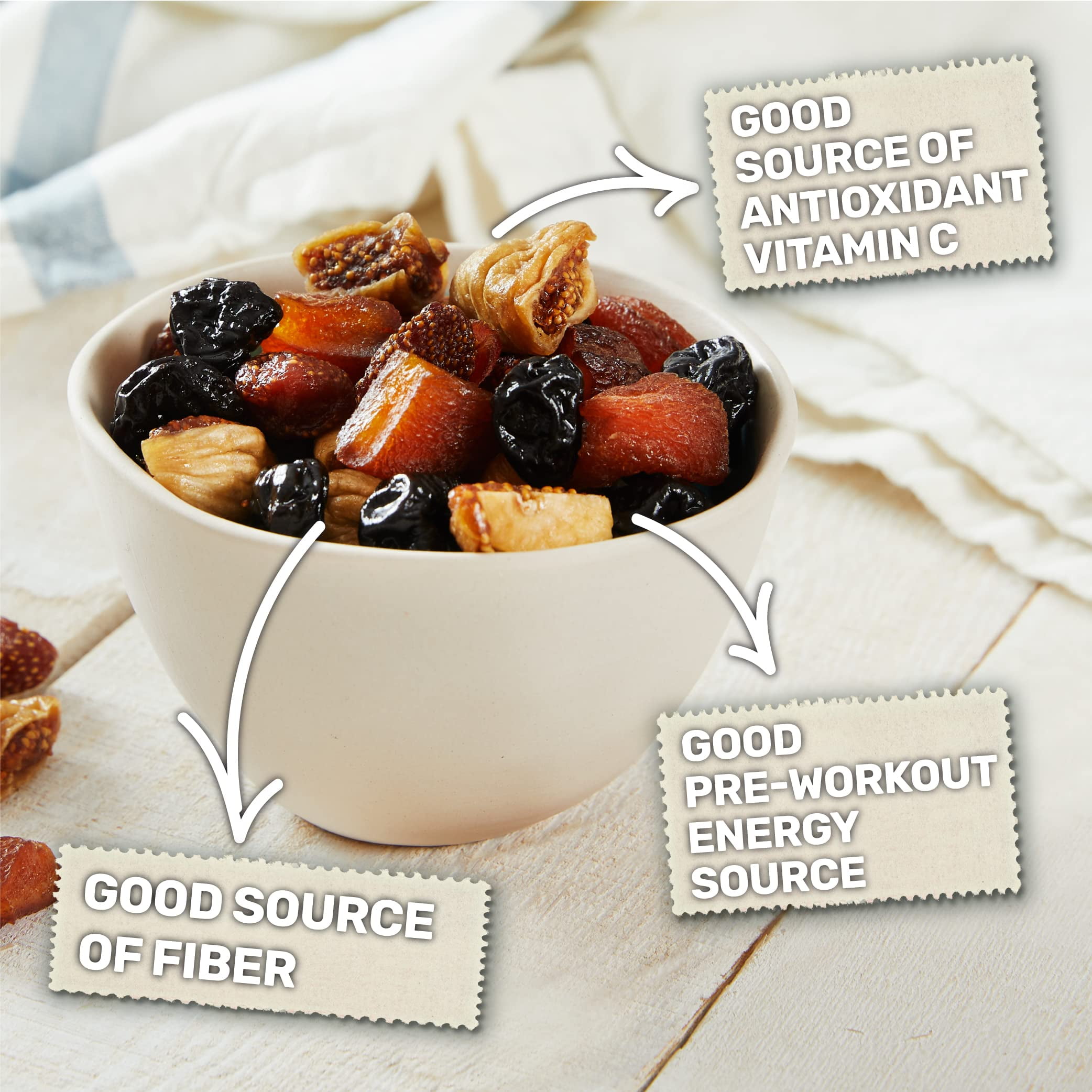 Happy Village Organic Dried Fruit Mix –Apricots, Figs, Strawberries & Cherries | 18 oz (3 x 6 oz) | Vegan, Kosher, Non-GMO, No Sugar, Unsulfured