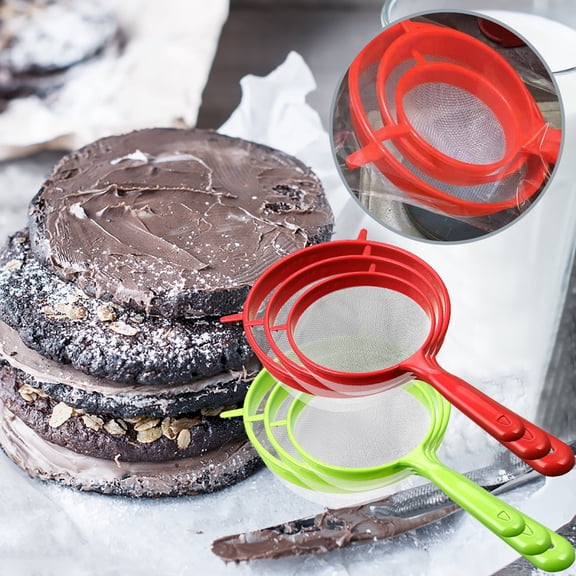 Kitchen Strainer Set TASTAN 3-Piece Plastic Mesh Strainer Set - Fine Sieve & Solid-Liquid Separator, Multi-Size Kitchen Sieve Baskets, Dishwasher-Safe Filter Tools, Sieve Baskets, Green