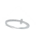 thumbnail image 4 of Clear CZ Sideways Cross Stackable Ring .925 Sterling Silver Band White Jewelry Female Size 4, 4 of 4