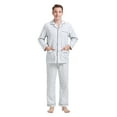 GLOBAL Men's Pajamas Sets 100 Cotton Flannel Sleepwear LongSleeve Top