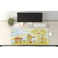 thumbnail image 2 of Garden Computer Mouse Pad, Childlike Drawing of City Under Smiling Sun Cartoon Houses Garden Cloud Nursery, Rectangle Non-Slip Rubber Mousepad X-Large, 35" x 15" Gaming Size, Multicolor, by Ambesonne, 2 of 2
