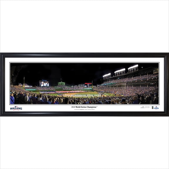 Black Chicago Cubs 2016 World Series Champions 13.5" x 39" Standard Frame Panoramic