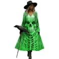 thumbnail image 3 of Meltox Women's Halloween Gothic Maxi Dress V Neck Long Sleeve Fit and Flare Floor Length Party Elegant Vintage Dress for Women Light Green S, 3 of 4