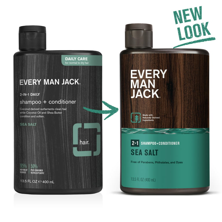 Every Man Jack Sea Salt Daily 2-in-1 Shampoo and Conditioner for Men, Naturally Derived, oz - Walmart.com