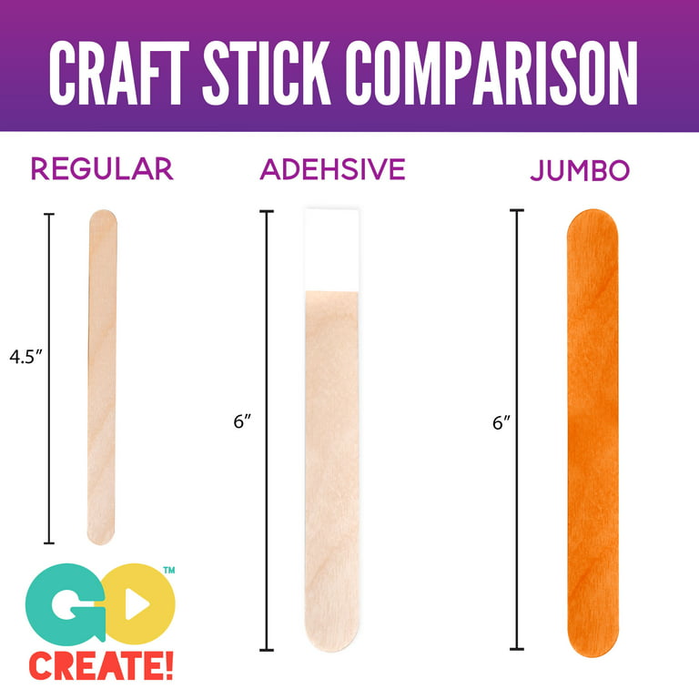 A Miniature Sleigh Jumbo Craft Sticks - Multi Color Colored Popsicle Sticks  50pc Large Craft Sticks