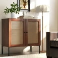 thumbnail image 2 of Giantex Sideboard Buffet Cabinet, Kitchen Storage Cabinet w/ Rattan Decorated Doors,Cupboard Console Table(Walnut, 1), 2 of 6