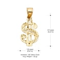thumbnail image 3 of 14K Yellow Gold Dollar Sign Charm Pendant with 3.1mm Figaro 3+1 Chain Necklace - 22", 3 of 4