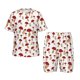 thumbnail image 1 of Fotbe Red Mushroom Pijama Estampada de 2 Piezas para Niños – Ropa de Dormir de Manga Corta Cómoda para Niños y Niñas, Camiseta y Shorts de Algodón-Medium, 1 of 6