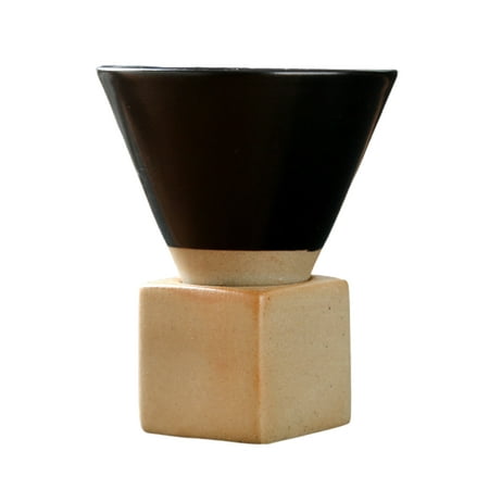 

Coarse Pottery Espresso Cup Creative Tea Cup With Base Vintage Ceramic Personal Tea Cup