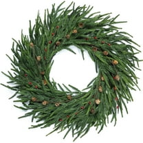 20" Christmas Wreaths for Front Door, with Red Berries Real Touch Pine Wreath, Large Artificial Greenery Christmas Decoration