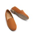thumbnail image 4 of DREAM PAIRS Zapatos planos para mujer en gamuza marrón con punta redonda y sin cordones, 4 of 7
