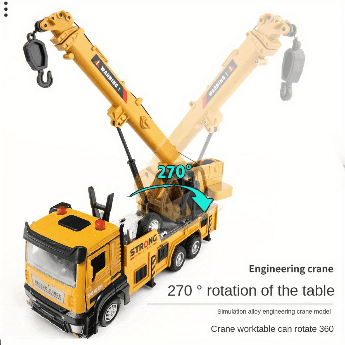 Crane Truck Toy Construction Vehicle for Kids Alloy Crane Machine Tow Truck with Lights and Sounds for Boys Girls Christmas Birthday Gifts