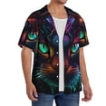 thumbnail image 2 of Balery Futuristic Cat Warrior Camisa Casual de Manga Corta con Botones para Hombre, Texturizada, Estilo Cubano, para Playa, Verano-X-Large, 2 of 5