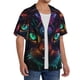 thumbnail image 2 of Balery Futuristic Cat Warrior Camisa Casual de Manga Corta con Botones para Hombre, Texturizada, Estilo Cubano, para Playa, Verano-Medium, 2 of 5