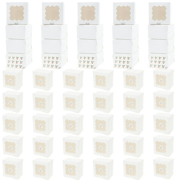 Ikoopy Small Cookies Boxes Kit Beautiful Elegant Dessert Cakes Pack Bulk Set Versatile Mini Bakery Boxes with Clear Window for Party