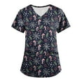 thumbnail image 2 of Garbnen Christmas Womens Scrub Top V Neck Short Sleeve Tops for Women Xmas Printed Nurse Working Uniforms with Pockets S-5XL, 2 of 5
