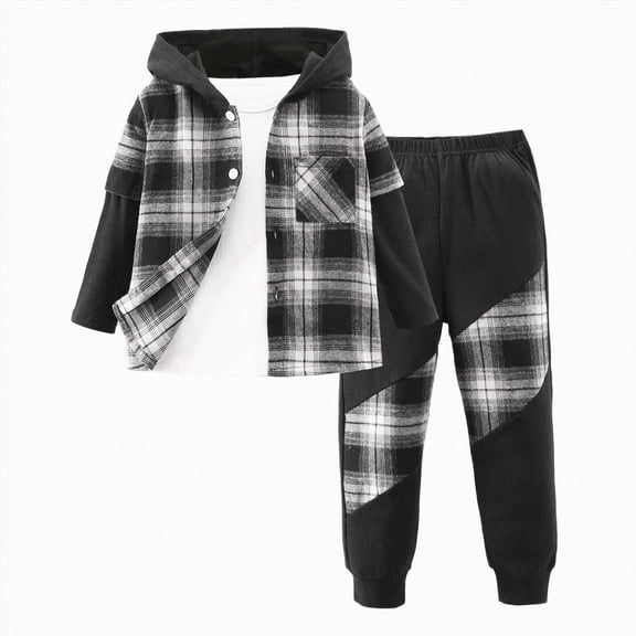 UAYOTSE Toddler Boys Long Sleeve Print Tops and Pants 2-Piece Kids Fall Winter Outfit Set Size 5-6 Years