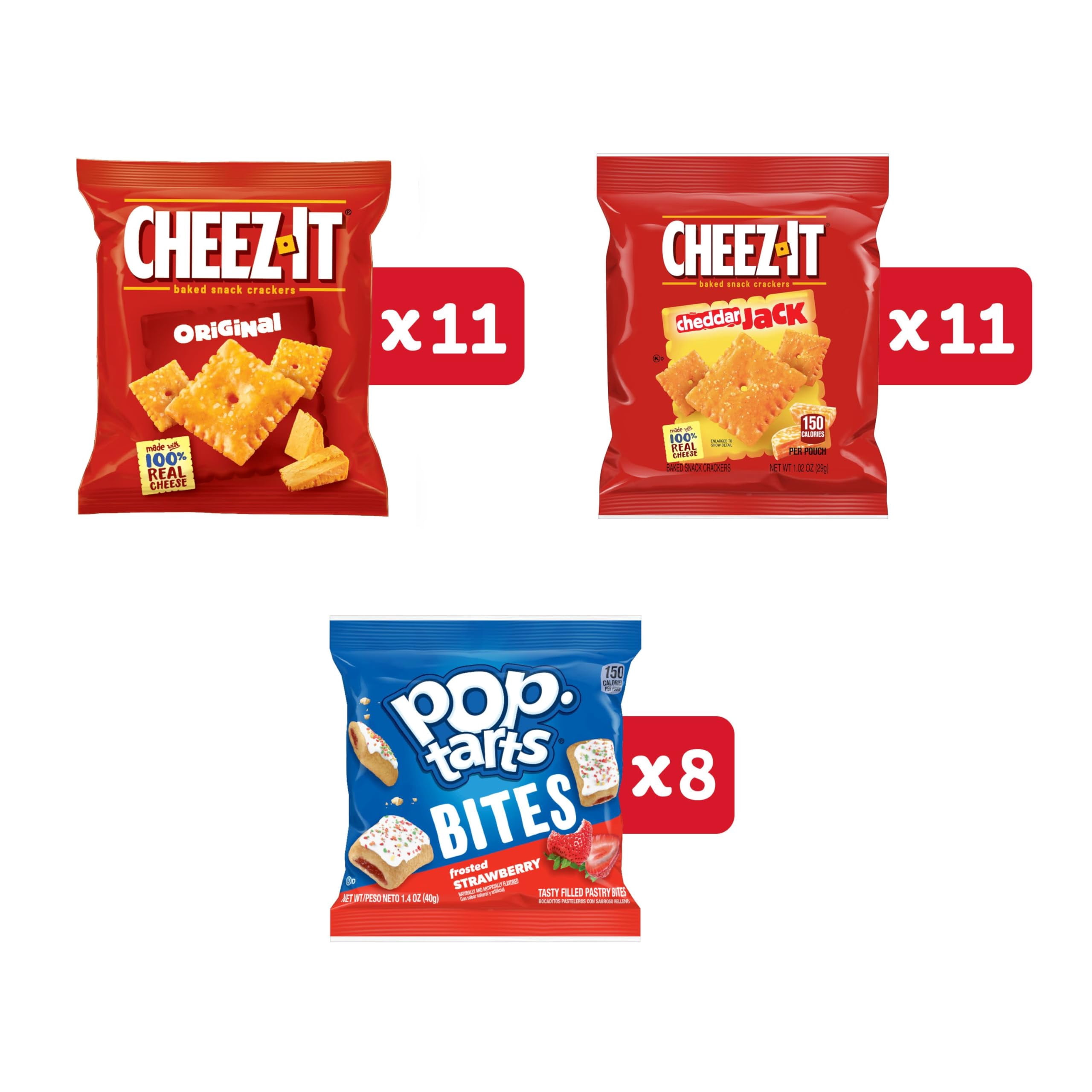 Kellogg's Cheez-It & Pop-Tarts Snacks, Grab 'N Go, Any Time Snacks Variety Pack, 33.42oz Box (30 Count)