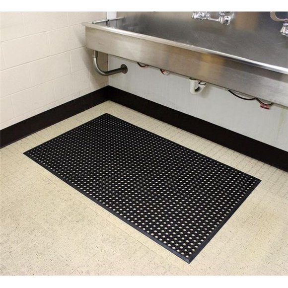 36 x 60 in. Workstation Light Anti-Fatigue Drainage Mat, Black
