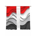 thumbnail image 2 of Red Black Ombre Semi Sheer Curtains 63 Inch Length 2 Panels Set, Modern Abstract Moire Art Geometric Sheer Kitchen Curtain Privacy Voile Window Curtain for Living Room Bedroom Rod Pocket Drapes, 2 of 7