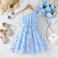 thumbnail image 7 of Tiijoy Little Girls One Shoulder Ruffle Mesh Dress Flower Embroidery Princess Dress, Sizes 5-6, 7 of 7