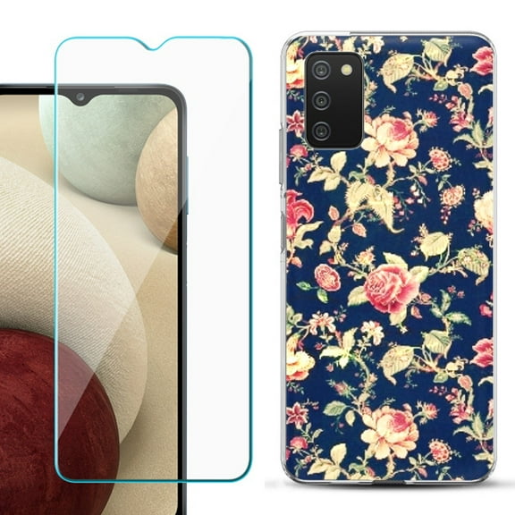 Slim-Fit TPU Fashion Phone Case for Samsung Galaxy A03s, with Tempered Glass Screen Protector, by OneToughShield ® - Floral Garden