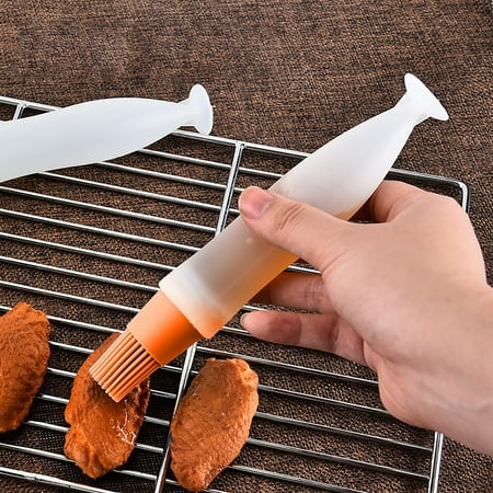 

〖CFXNMZGR〗SiliconeBrush Portable Silicone Suction TableBottle Brush Function Baking BbqBrush Kitchen Tools