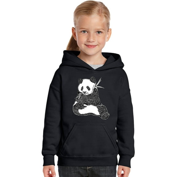 LA Pop Art Girl's Word Art Hooded Sweatshirt - ENDANGERED SPECIES