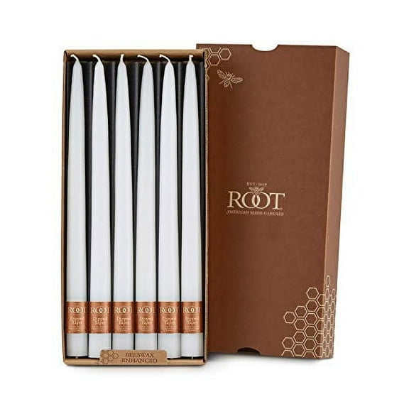 ROOT Candles Unscented Dipped Taper Candles, 12-inch Tall, Box of 12, Color: White