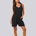 thumbnail image 3 of Hvot&aat Women's Summer Ribbed Shorts Rompers Loose Casual Sleeveless V Neck Shorts Overalls Jumpsuit with Pockets, 3 of 7