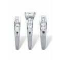 thumbnail image 2 of PalmBeach Jewelry Princess-Cut Cubic Zirconia 3-Piece Channel Set Bridal Ring Set 3.74 TCW, 18k Gold-Plated or Platinum-Plated Sterling Silver, 2 of 5