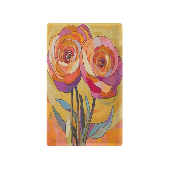 Yayeee Blank Wall Plate Cover 1-Gang 4.5"x2.7" Home Unused Decorative Outlet, Purple Abstract Floral
