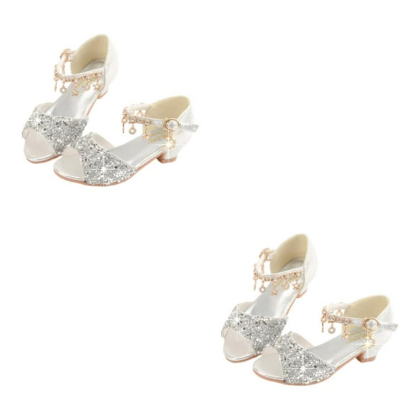 Zapatos de Ballet Minnieouse para Niñas con brillo y cristal Plata 31/20cm 2piezas
