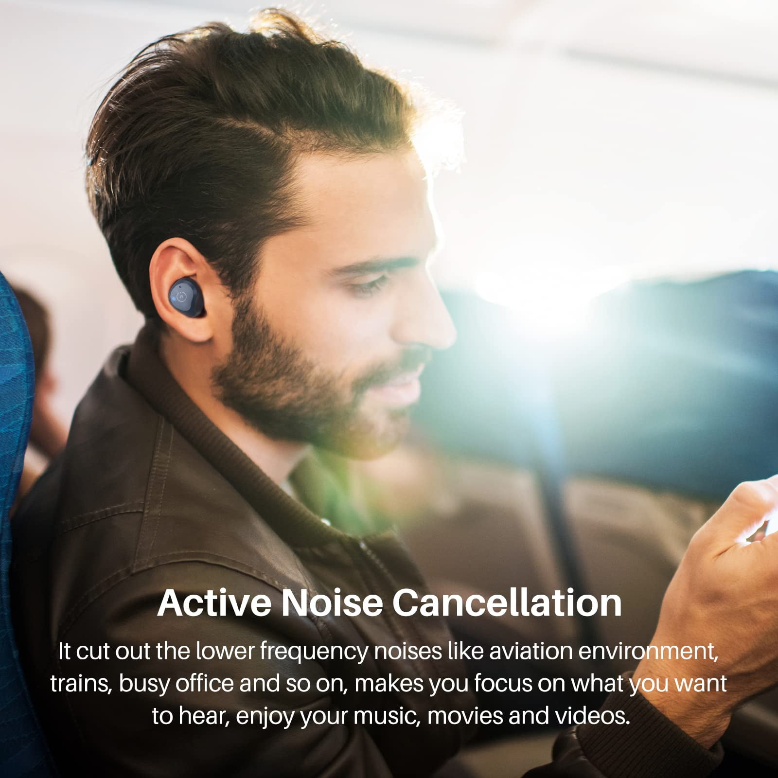 TOZO Wireless Earbuds Stereo Earbuds with 2 Active Noise Cancelling Mics,Deep Bass,59H Play,IPX6 Waterproof,Wireless Charging Case,Lightweight,Bluetooth 5.3 In-Ear Headphones for Sport Running Travel