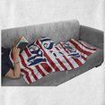 thumbnail image 6 of Saying Soft Flannel Fleece Throw Blanket, Never Stop Dreaming Words Frame Print over Stripes United States Theme Design, Cozy Plush for Indoor and Outdoor Use, 50" x 70", Red Indigo, by Ambesonne, 6 of 6