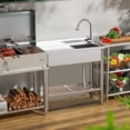 thumbnail image 5 of TEQIN Stainless Steel Utility Sink, Free Standing Single Bowl Commercial Kitchen Sink with Faucet, Utility Basin Workbench with Water Pipe for Garage Restaurant Laundry Bathroom, 5 of 15
