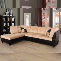 Beverly Fine Furniture Microfiber with Faux Leather Sofa Set With Ottoman Beige