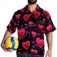 thumbnail image 4 of Valentine's Day Love ECG Men's Short Sleeve Poplin Beach Shirts, Casual Printed Button Down Summer Hawaiian Shirt - Unisex, 4 of 6