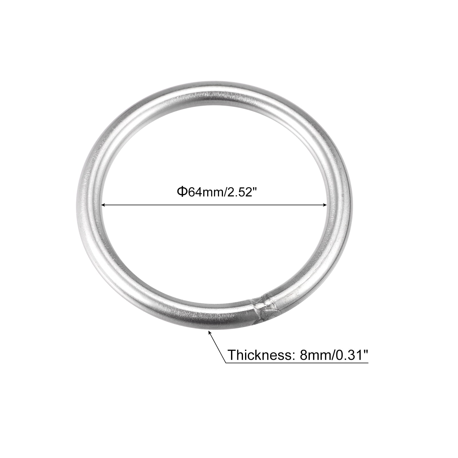 Unique Bargains Durable 304 Stainless Steel Welded O-Rings Silver 80mm(3.15") OD