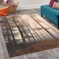 thumbnail image 2 of Forest Decorative Rug, Autumn Season Mystic Foggy Fall Nature and Enchanted Woods Wild Trees Print, Quality Carpet for Bedroom Dorm and Living Room, 6 Sizes, Pale Brown, by Ambesonne, 2 of 4