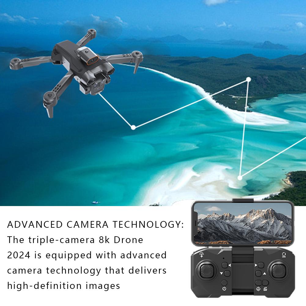 Lanus Triple Camera 8k Drone 2024 Suitable for Beginners,Optical Flow