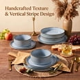 thumbnail image 5 of Onader 8-Piece Stoneware Dinnerware Set, Striped Reactive Glaze Plates and Bowls Sets for Restaurant, Gray Blue, 5 of 9