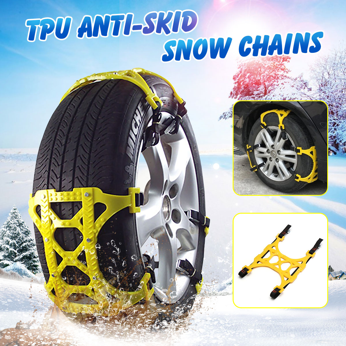 Universal TPU Snow Chains - Anti-Skid Tire Protection For Winter Driving