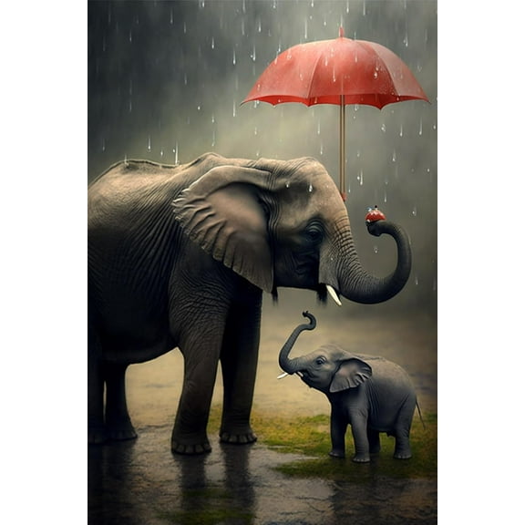 1000 Pieces Puzzle for Adults Elephants Holding Umbrellas Wooden Jigsaw Puzzles Challenging Educational Toys for Family Creative Gift