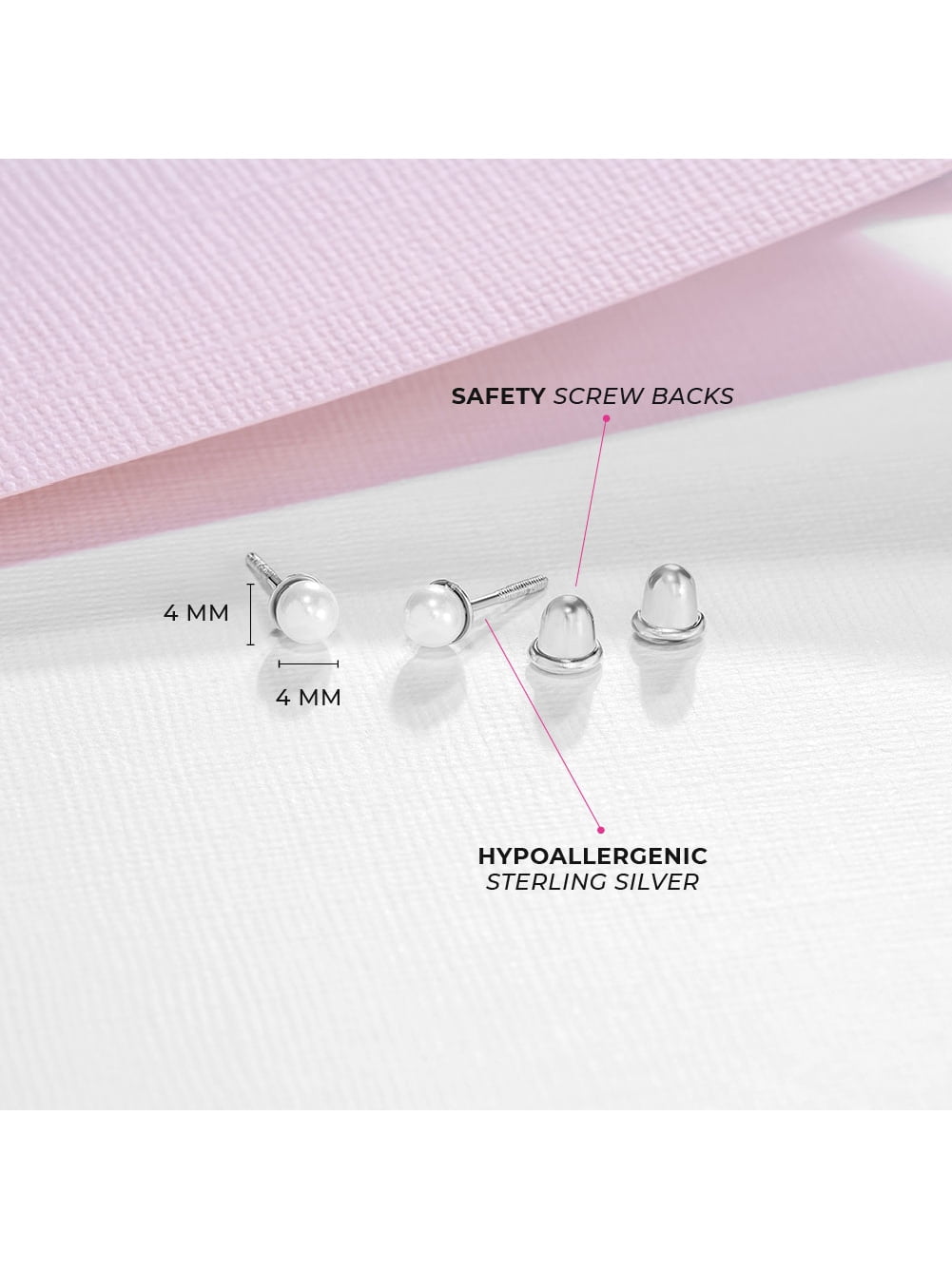 925 Sterling Silver Classic 4mm White Freshwater Cultured Pearl Toddler Earrings
