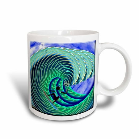 

3dRose Cool Wave and Surfer Art - Ceramic Mug 15-ounce