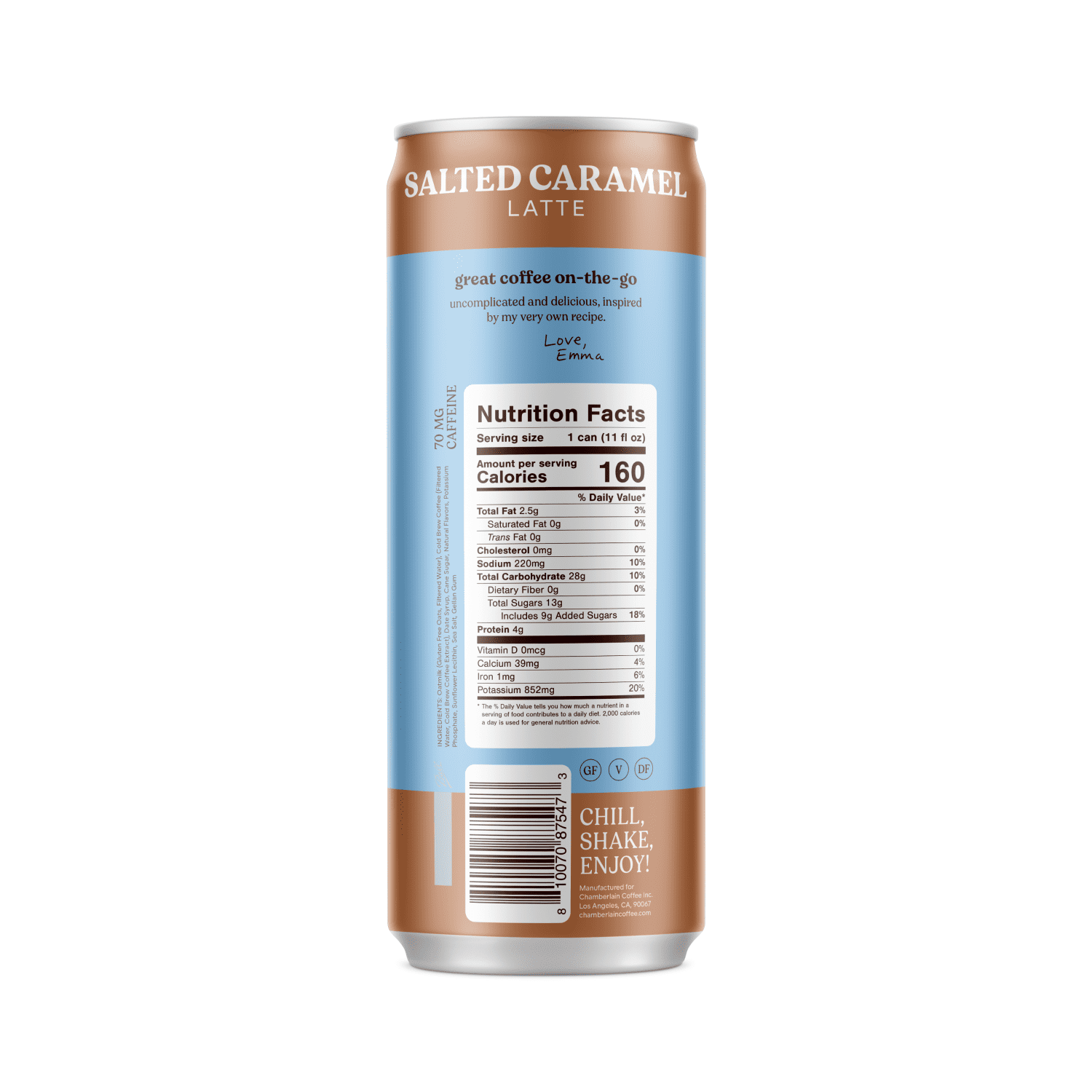 Chamberlain Coffee Salted Caramel Oat Milk Latte, 11 fl oz Can (Shelf Stable)