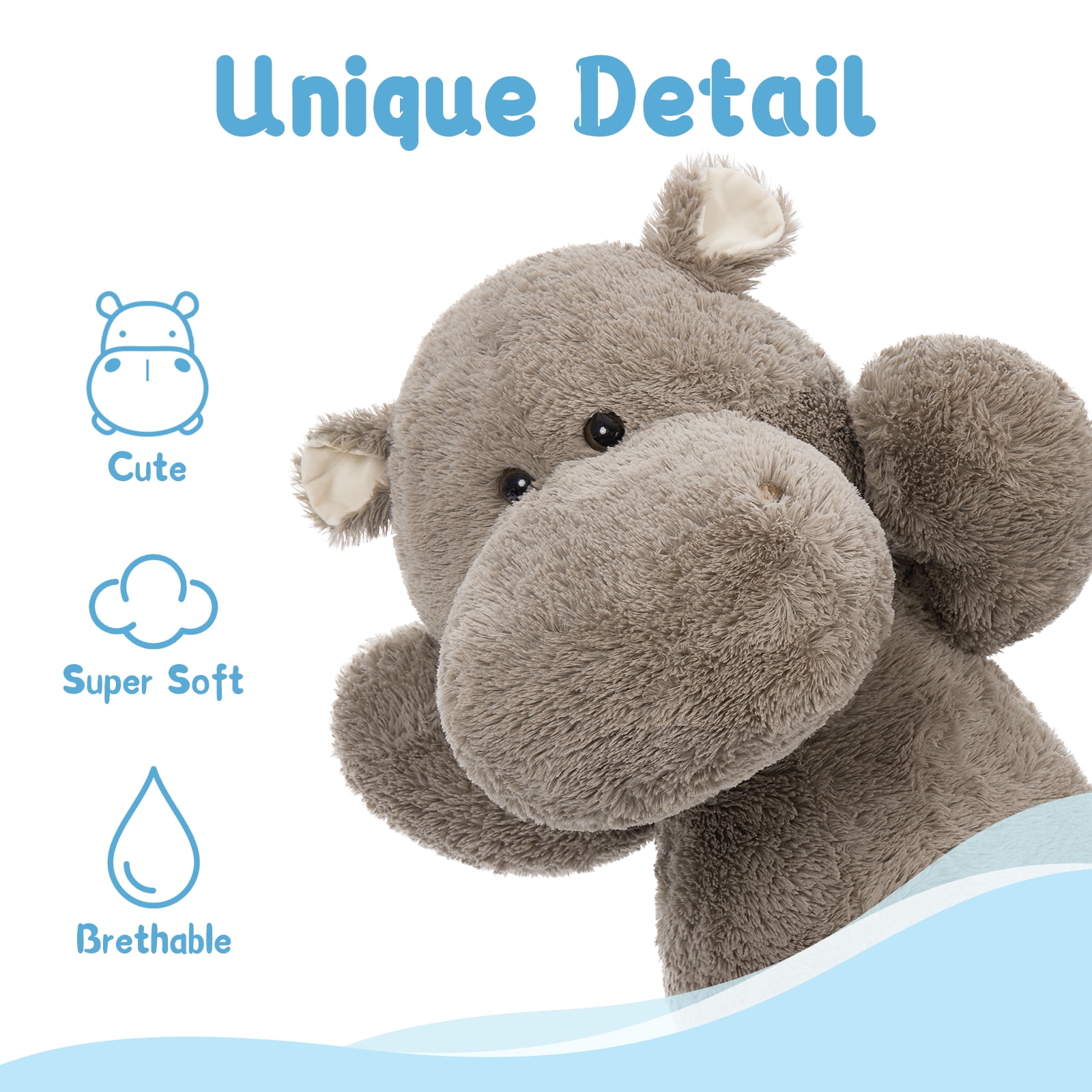 MaoGoLan Giant Hippopotamus Stuffed Animals 36" Gray Oversized Stuffed Hippo Toy Hippo Plush Toy