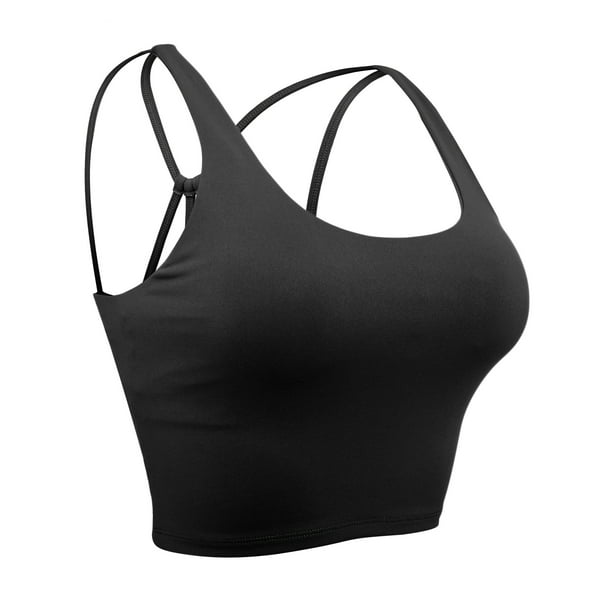 LELINTA Strappy Sports Bras for Women Padded Medium Support Workout Yoga  Bra with Removable Cups, Black/ Blue/ Purple, Size XS-XL 