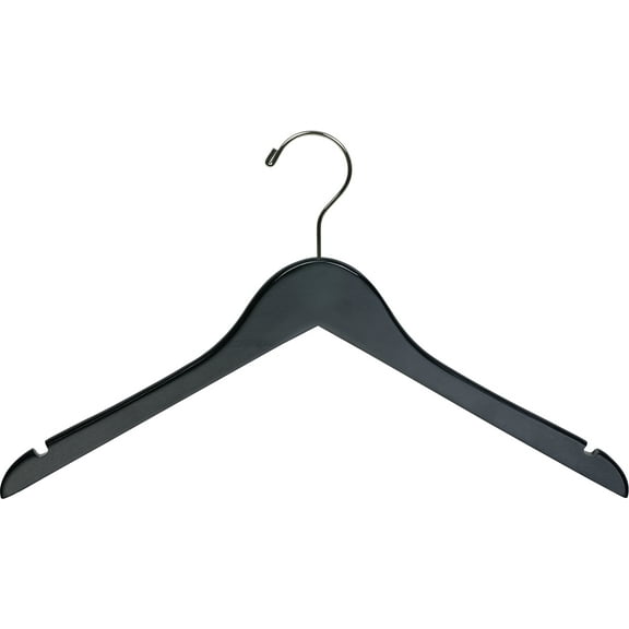 International Hanger Slim Wooden Clothes Hangers, Black, 8 Count Pack